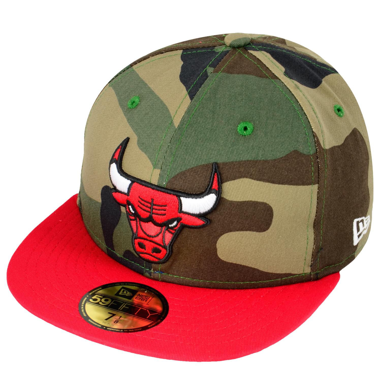 Foto New Era Camo Team Visor 5950 Chicago Bulls Woodland Gorras Empotrad...
