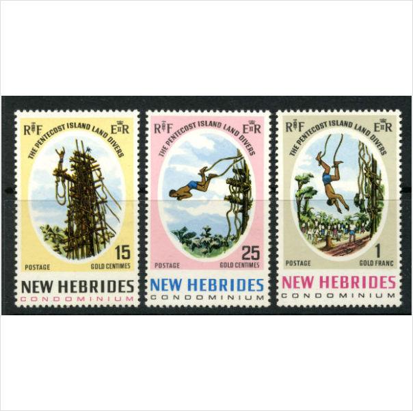 Foto New Hebrides - British 1969 Land diver, Pentecost Island Scott 135-7 MNH