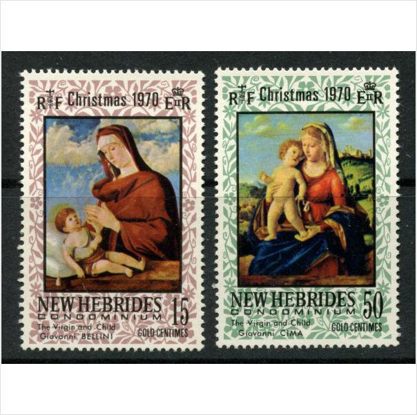 Foto New Hebrides - British 1970 Christmas issue Scott 142-3 MNH Topical: Christmas