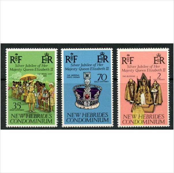 Foto New Hebrides - British 1977 25th Anniv of reign of Elizabeth II Scott 214-6 MNH