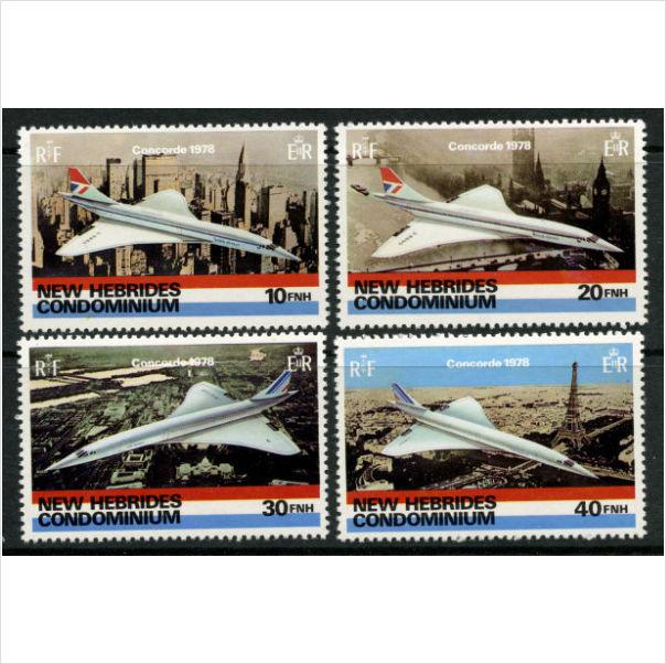 Foto New Hebrides - British 1978 Concorde Scott 254-7 MNH Topical: Airplanes