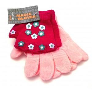 Foto niñas guantes - :Light Pink and deep pink with green and white flowers