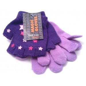 Foto niñas guantes - guantes de doble pack:Lilac and purple with pink stars