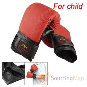 Foto niños muñeca ajustable acolchado de espuma de boxeo Guantes de entrenamiento rojo