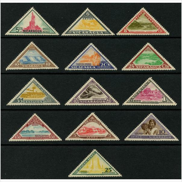 Foto Nicaragua 1947 Ruben Dario monument and other designs Scott C283-95 MNH