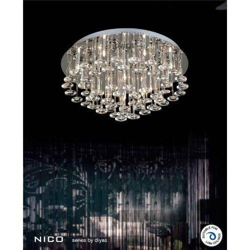 Foto Nico Flush 12 Light Round Polished Chrome/Crystal