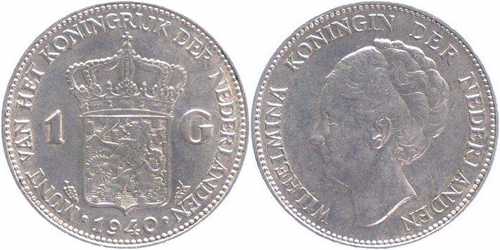 Foto Niederlande 1 Gulden Silber 1940
