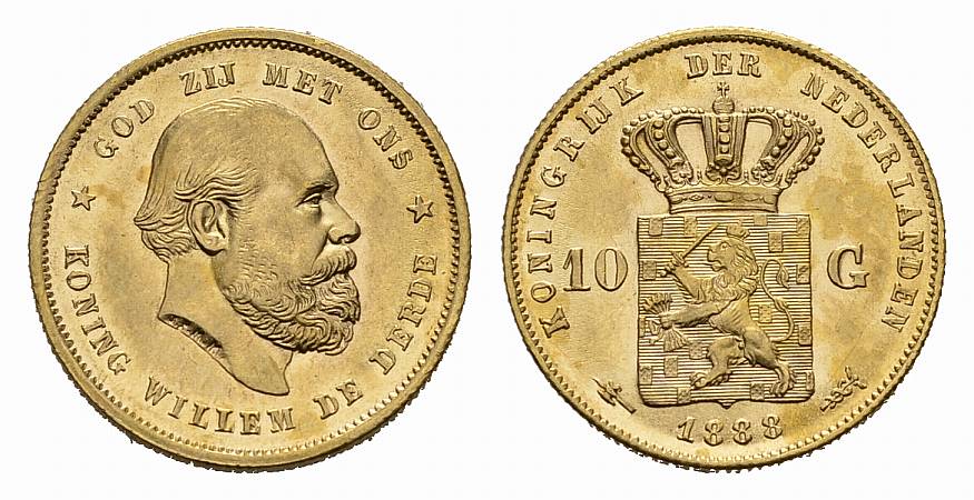 Foto Niederlande 10 Gulden 1888, Utrecht