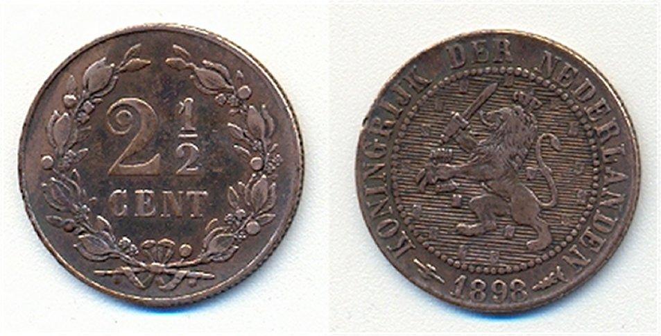 Foto Niederlande 2 1/2 Cents 1898