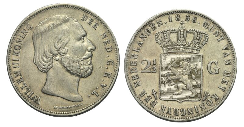 Foto Niederlande 2 1/2 Gulden 1858