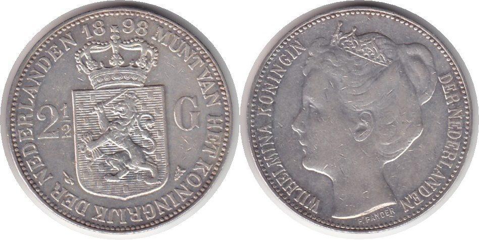 Foto Niederlande 2 1/2 Gulden 1898