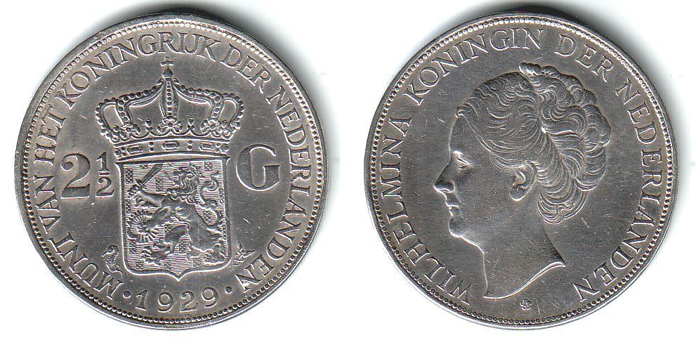 Foto Niederlande 2 1/2 Gulden 1929