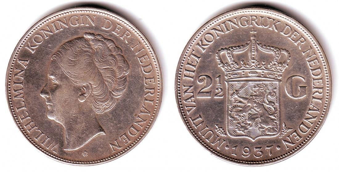 Foto Niederlande 2 1/2 Gulden 1937