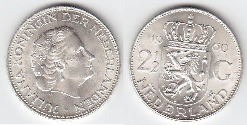 Foto Niederlande 2 1/2 Gulden Silber 1960