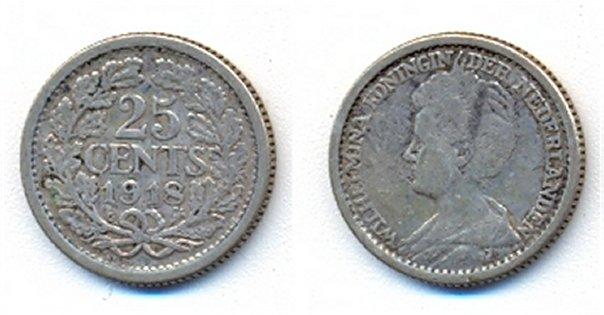 Foto Niederlande 25 Cents 1918