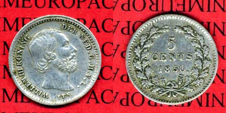 Foto Niederlande Holland 5 Cents 1850
