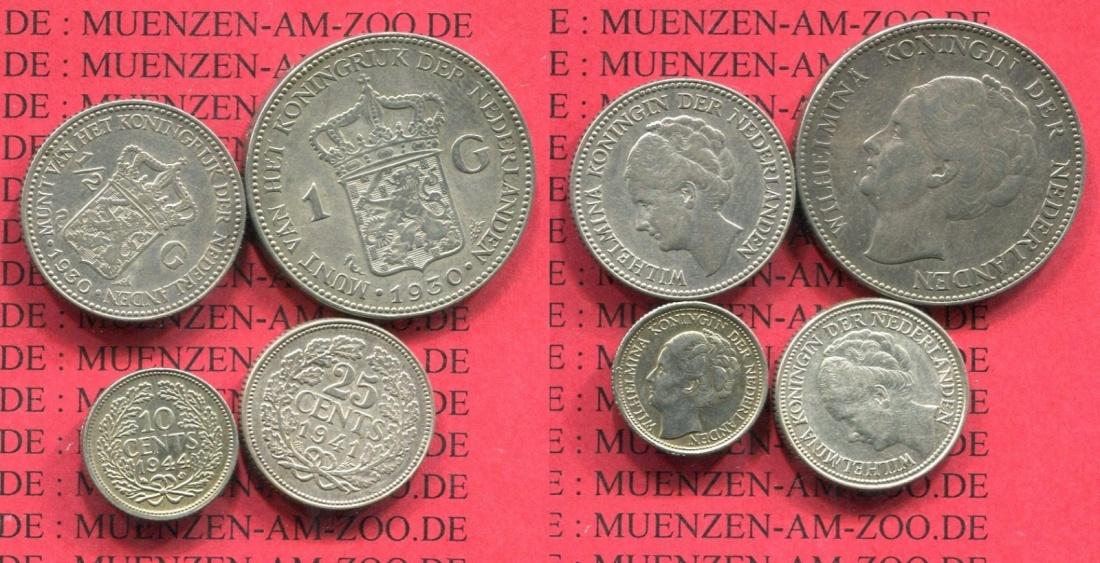 Foto Niederlande Holland, Netherlands 1, 1/2 Gulden 25 Cent 10 Cent 1930 19