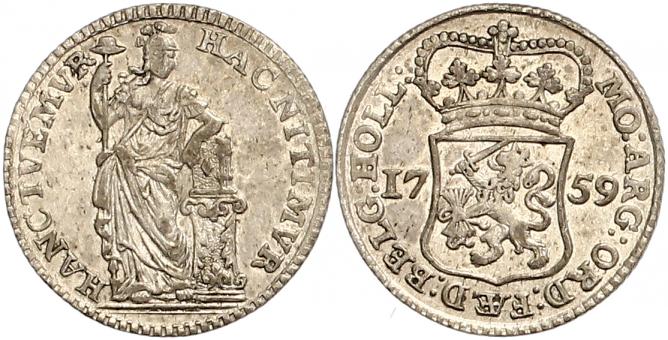 Foto Niederlande-Holland, Provinz 1/4 Gulden 1759