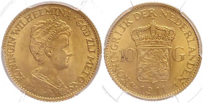 Foto Niederlande-Königreich 10 Gulden Gold 1911
