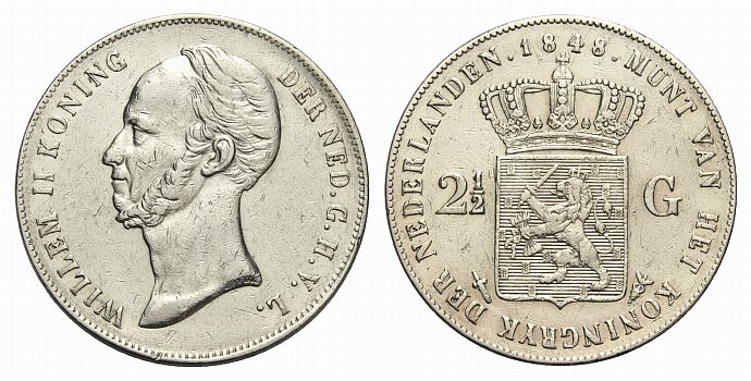 Foto Niederlande-Königreich 2 1/2 Gulden 1848