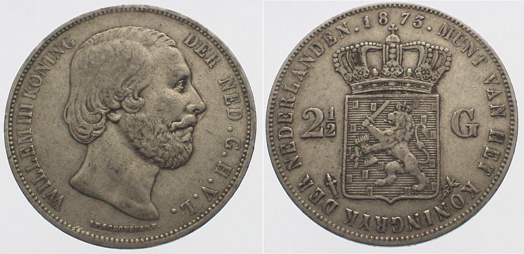 Foto Niederlande-Königreich 2 1/2 Gulden 1873