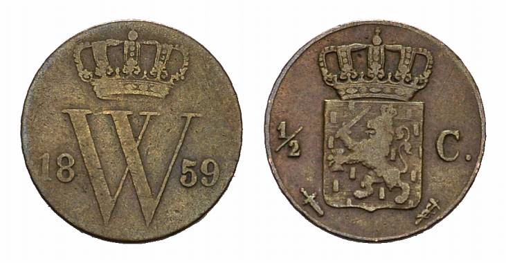 Foto Niederlande Ku -1/2 Cent 1859