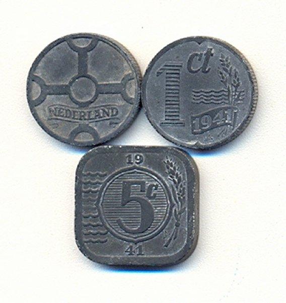 Foto Niederlande Lot von 3 Kleinmünzen 1941