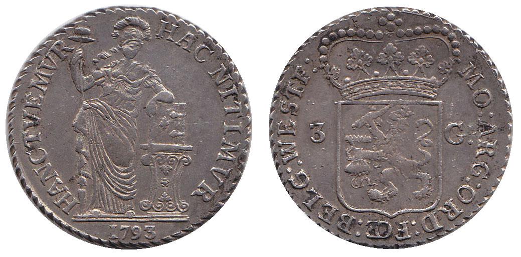 Foto Niederlande / Provinz Westfriesland 3 Gulden 1793/1785