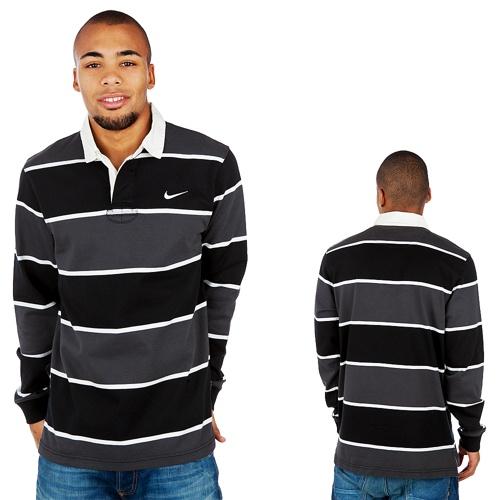 Foto Nike AD Stripe Rugby camisa Anthracite/blanca talla M