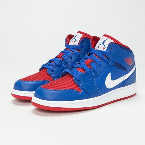Foto Nike Air Jordan 1 Mid Basketball Shoes Game Royal/Game Royal/Red/White