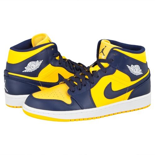 Foto Nike Air Jordan 1 Mid Basketball Shoes Varsity Maize/Midnight Navy