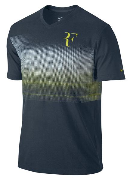 Foto Nike Roger Federer Trophy V-neck Tee Armory Navy / Dk Grey Heather