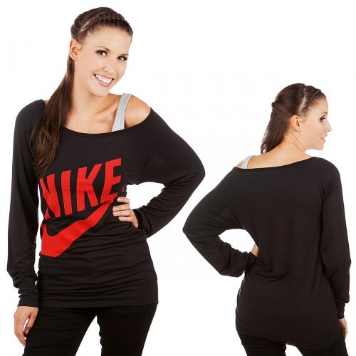 Foto Nike Sportswear camiseta manga larga negra/Challenge roja talla XS