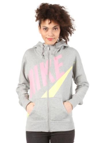 Foto Nike Sportswear Womens Fz Hooded Zip Sweat dark grey heather/electric yellow
