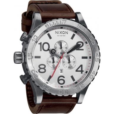 Foto Nixon Mens 51-30 Chrono Leather Silver Watch Model Number:A124-2113