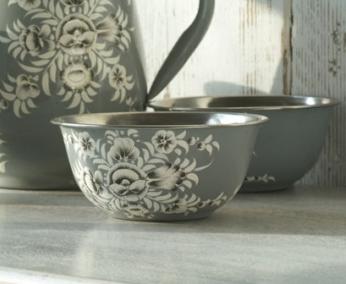 Foto Nkuku 'Pansa' Floral Enamelware (Grey/Cream - One Bowl)