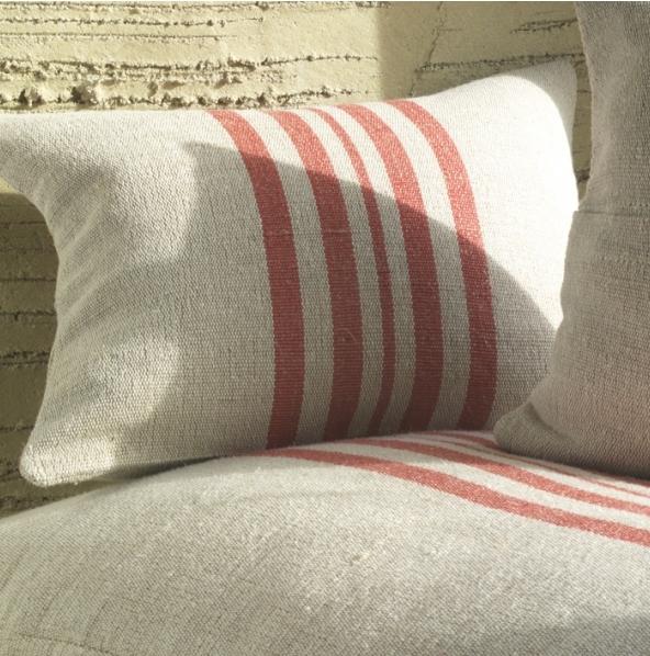 Foto Nkuku Rustic Linen Style Cushion Cover (Natural/Red)