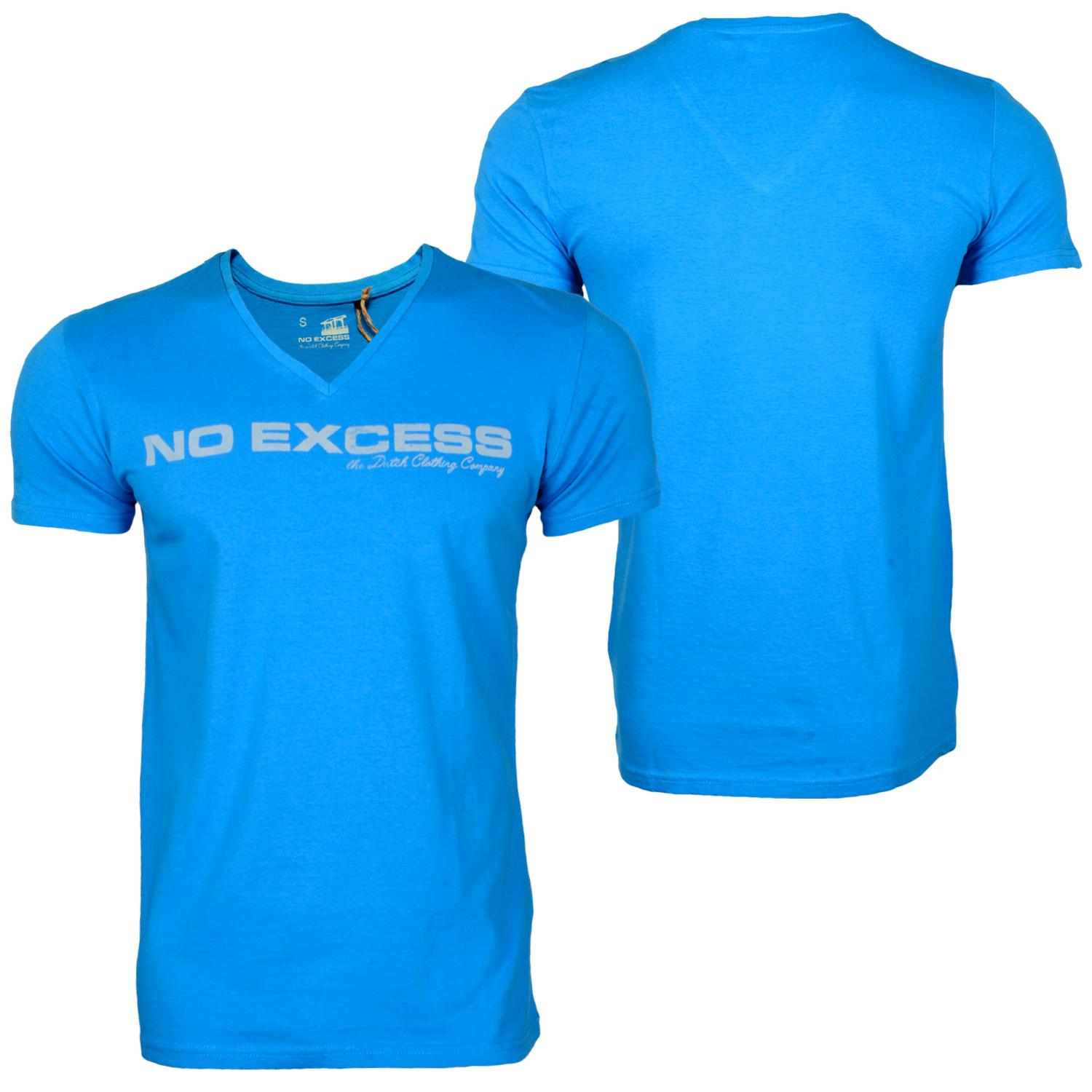 Foto No Excess V-neck Logo Print Hombres T-shirt Azul