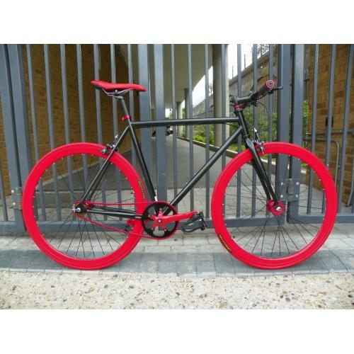 Foto No Logo Black/Red 54cm Single Speed Bike Flip Flop Hubs