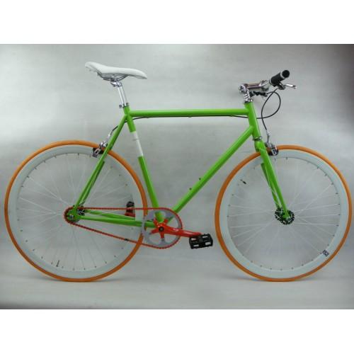 Foto No Logo Green/Orange Single Speed Fixed Gear Track Bike
