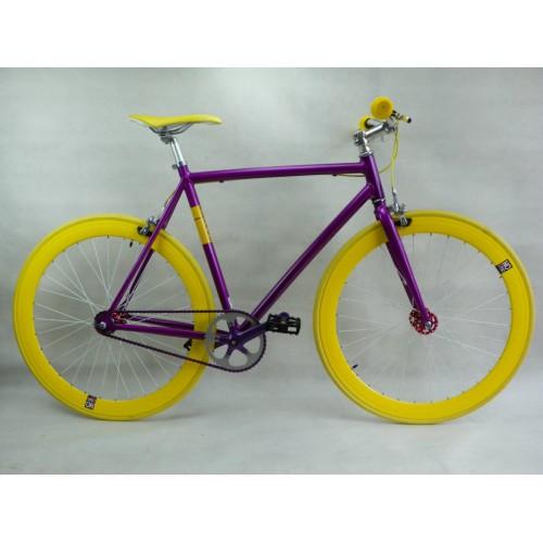 Foto No Logo Purple/Yellow Single Speed Bike Fixie/Fixed Gear Track Bike