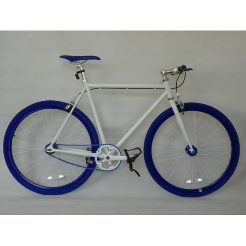 Foto No Logo White/Blue Single Speed Bike Fixie/Fixed Gear Track Bike