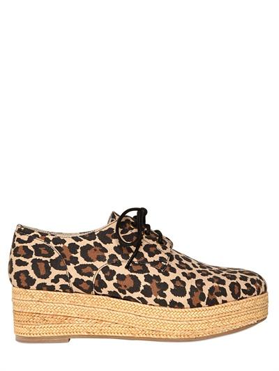 Foto no name wedges de rafia y algodón de lona de leopardo 40mm