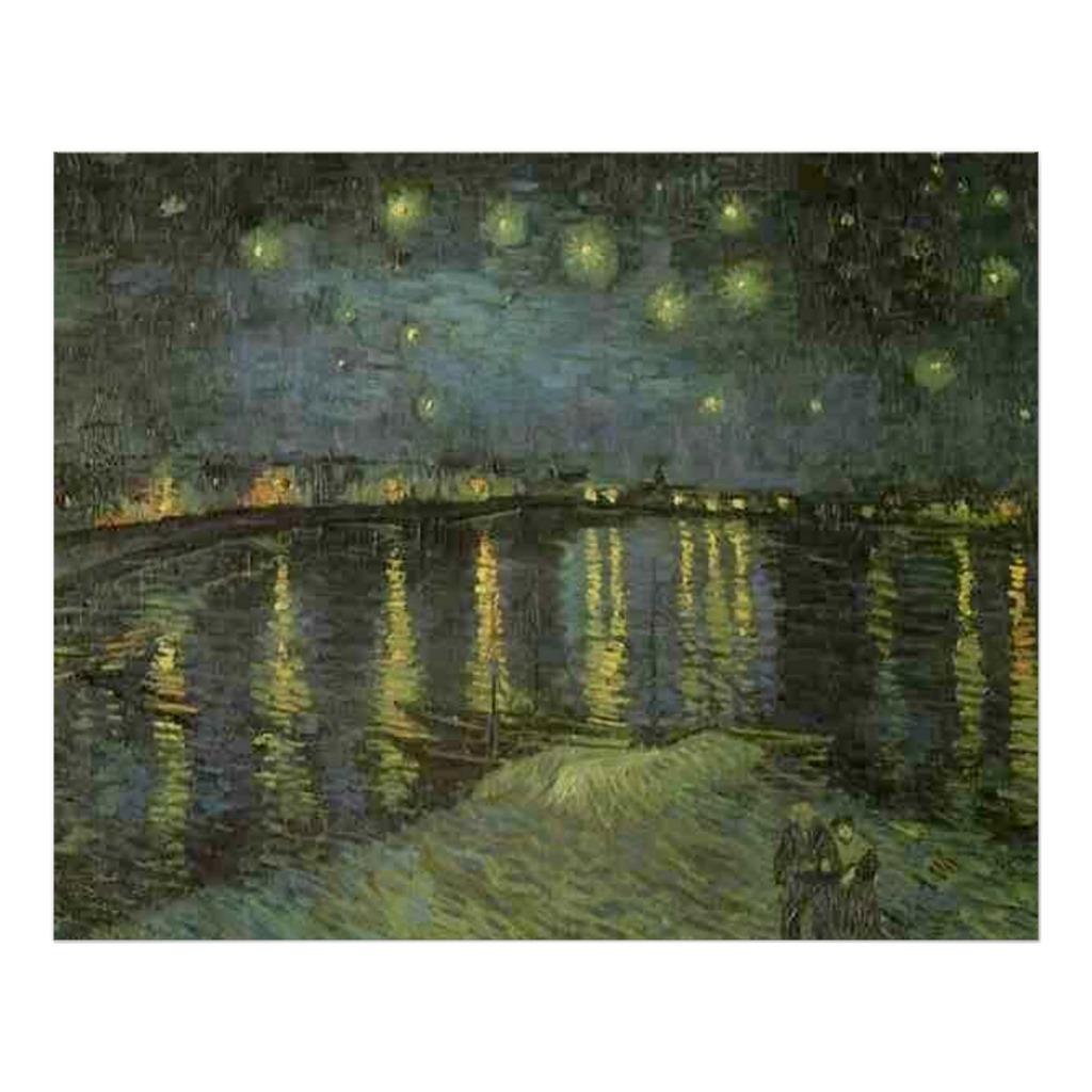 Foto Noche estrellada del poster de Van Gogh sobre el R