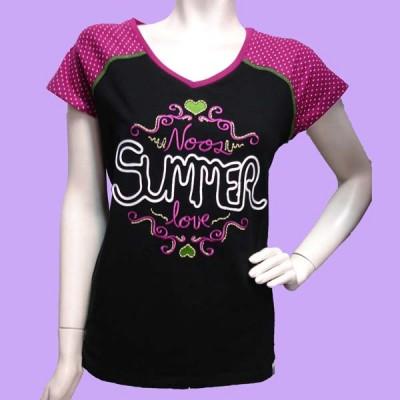 Foto Noos noos: camiseta bordada negra y fucsia summer love