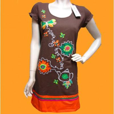 Foto Noos noos: vestido marrón detalles bordados