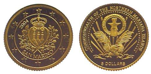 Foto Northern Mariana Islands 5 Dollars Gold 2004
