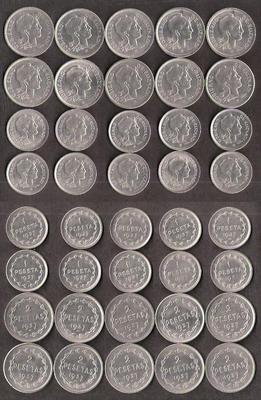 Foto Num.bilbao Euzkadi 1937 : 1 Peseta + 2 Pesetas Lote 20 Monedas Euskadi Preciosas