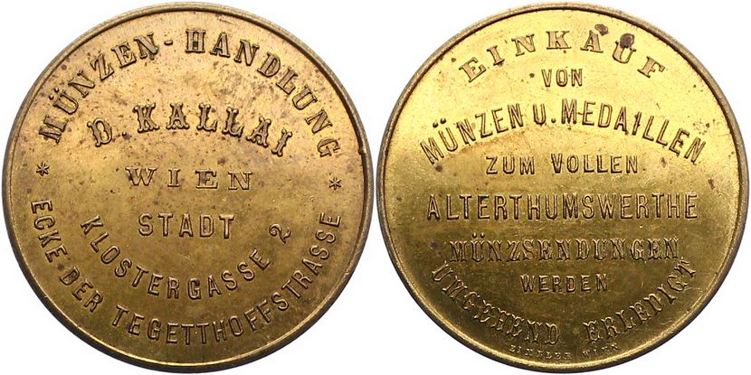 Foto Numismatik Adress-Jeton aus Messing