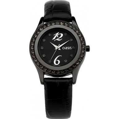 Foto Oasis Ladies Black Leather Strap Watch Model Number:B792